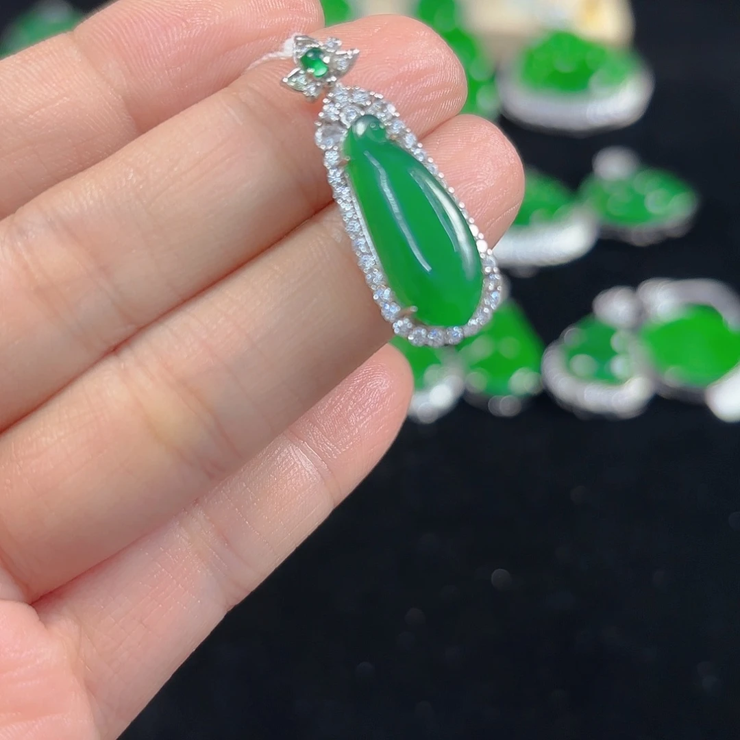 翡翠银S925镶嵌吊坠(不含链)