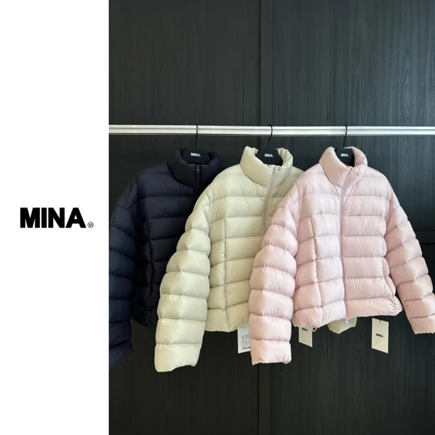 【MINA】立领排骨鹅绒服纯色韩版
