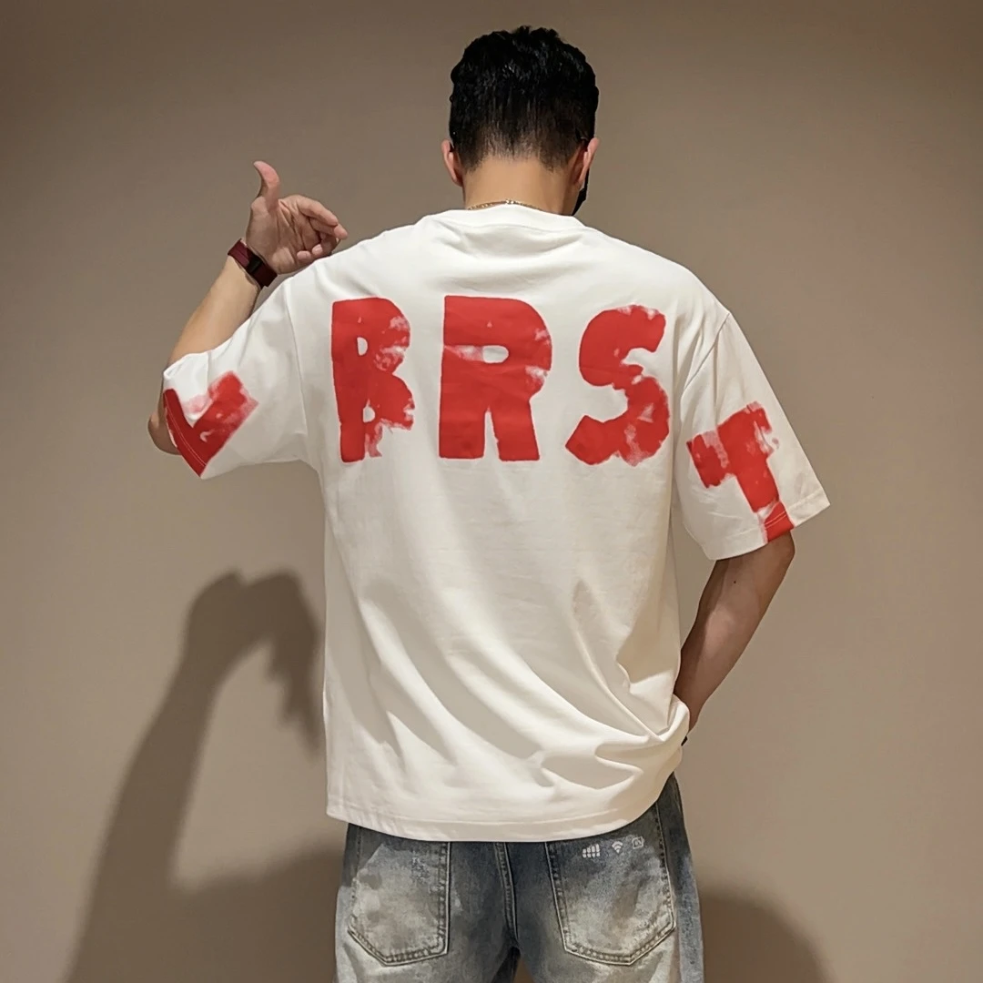 2025夏季冰感凉爽个性字母印花刺绣潮流时尚百搭休闲圆领短袖T恤