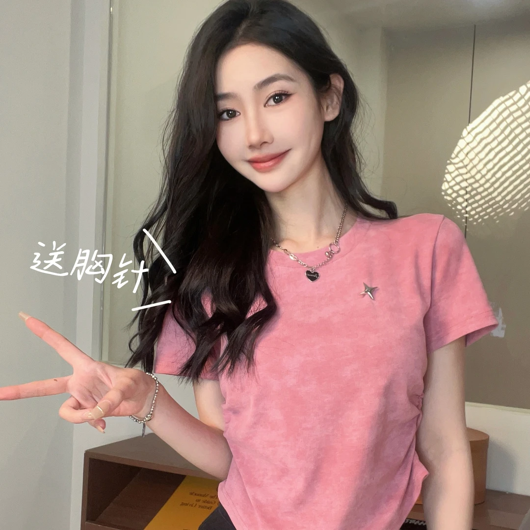 【工厂优价】春夏季新款百搭时尚显瘦扎染休闲圆领设计T恤DM8295