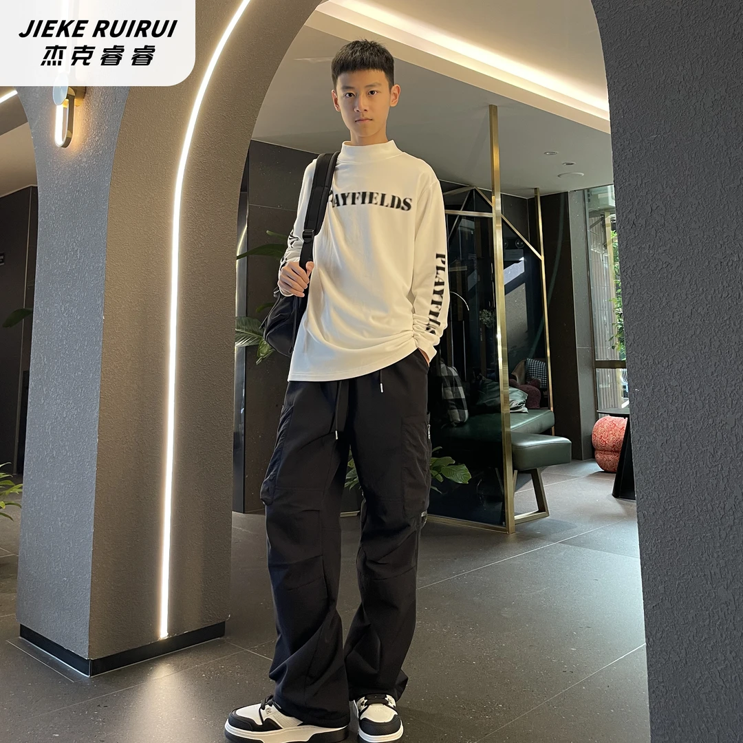 【现货-欧】冬季字母印花加绒打底衫长袖大童休闲宽松保暖杰克睿睿