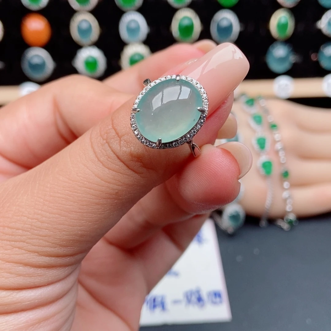 翡翠银S925镶嵌戒指29