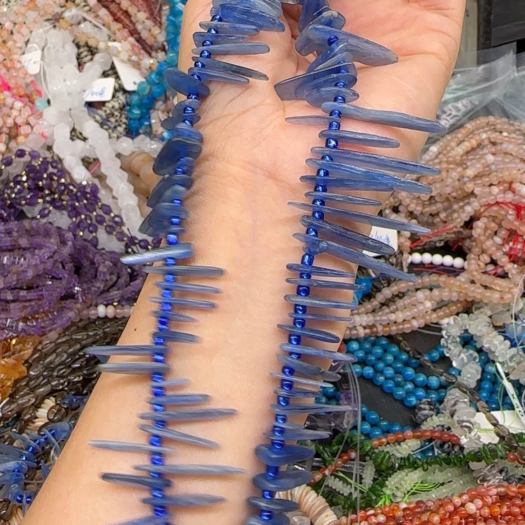 玛瑙/玉髓合金珠宝半成品蓝晶石12-15mm一条卡子