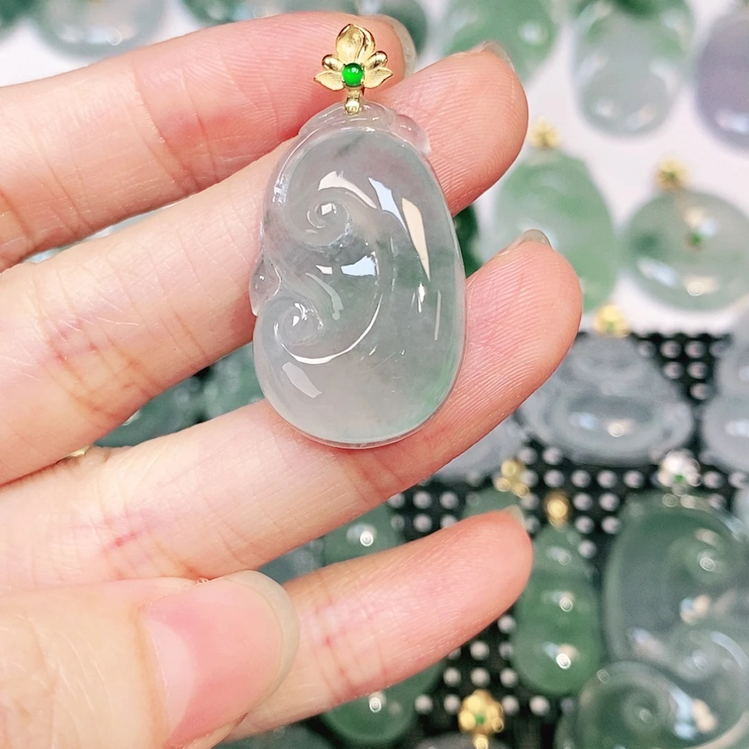 翡翠18K金镶嵌吊坠(不含链)