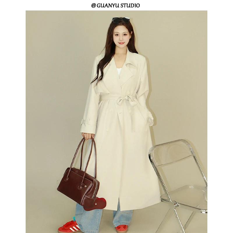 【纽约街拍】蛋妹大码女装微胖mm显瘦长款大衣风衣外套DM25275