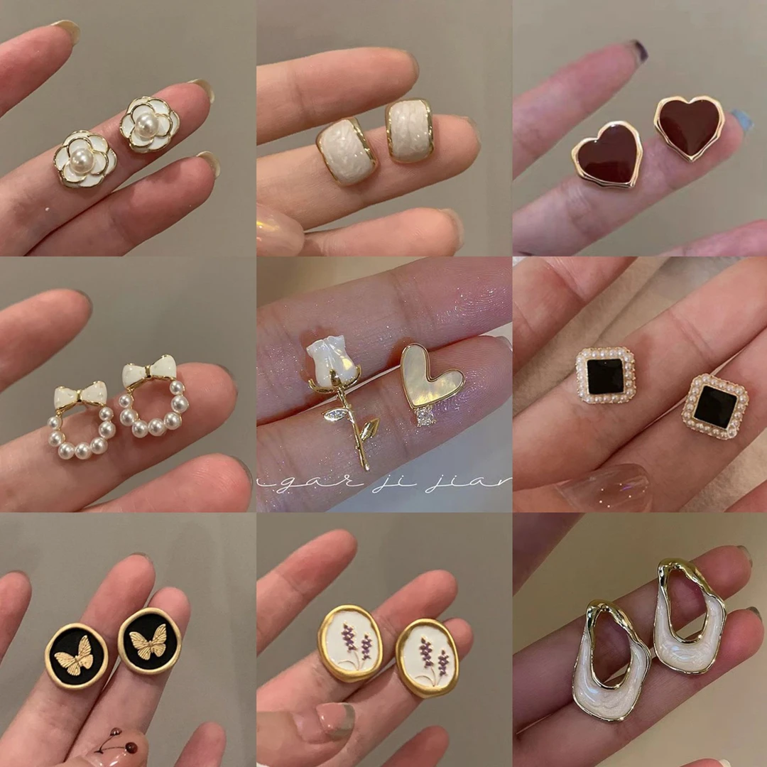 925银亚克力耳饰 925银针韩版法式气质珍珠耳钉高级感耳环百搭