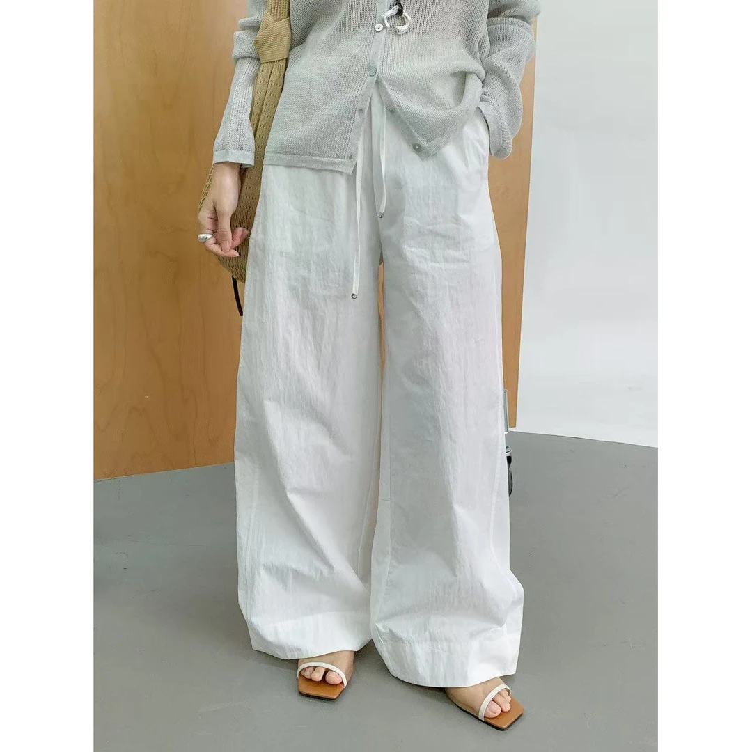 U004#里奈#白裤子永远买不腻~肌理感透气轻薄百搭休闲裤（福利）