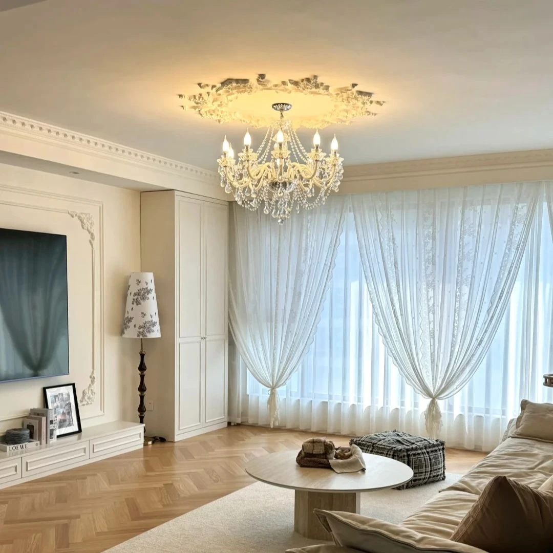 美家法式蜡烛吊灯客厅水晶灯简约现代卧室灯奶油别墅餐厅灯大厅灯