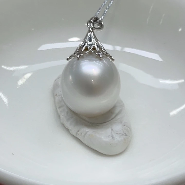 银S925镶嵌海水珍珠颈饰13-14mm 65号