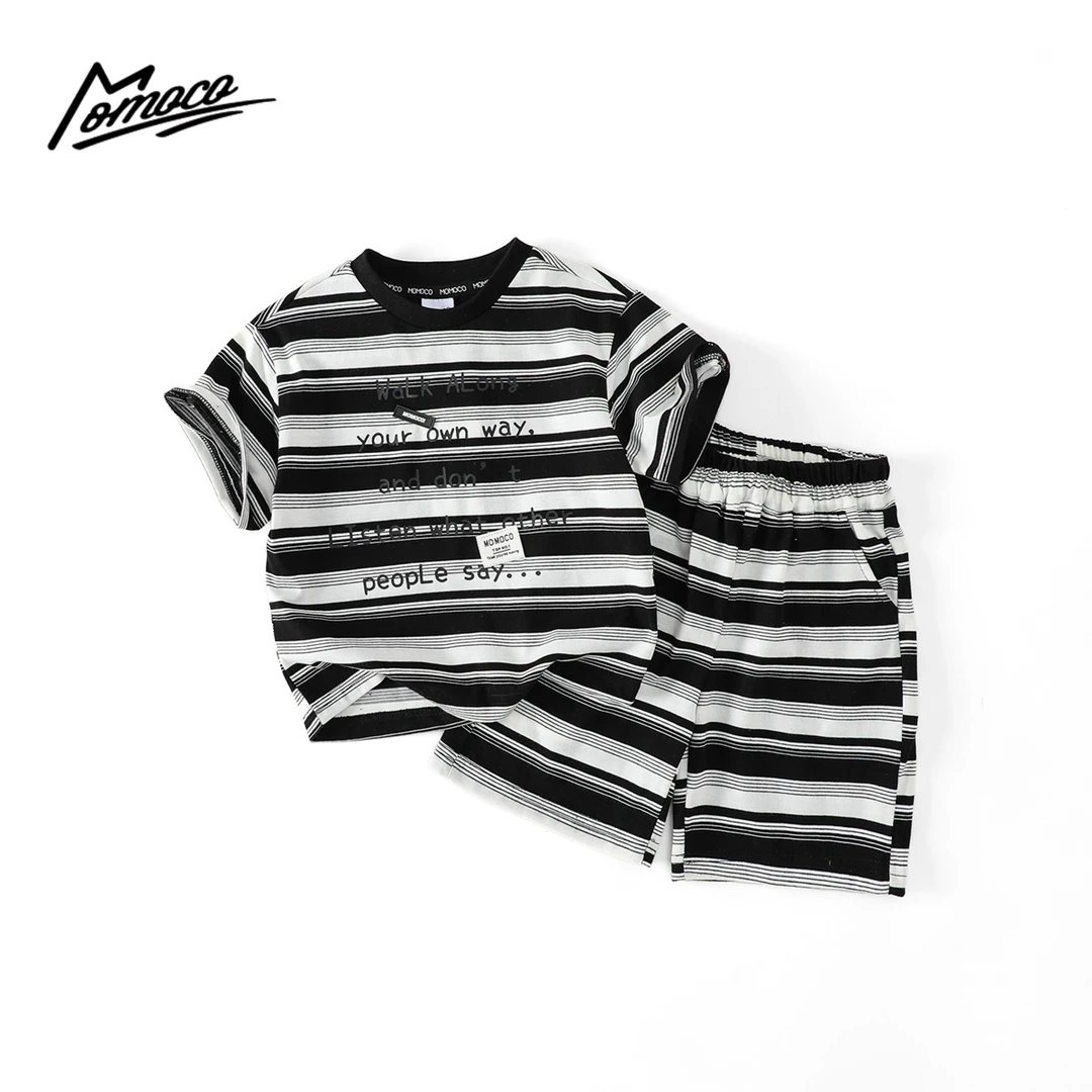 MOMOCO男童夏季短袖套装潮流条纹运动两件套77230578029