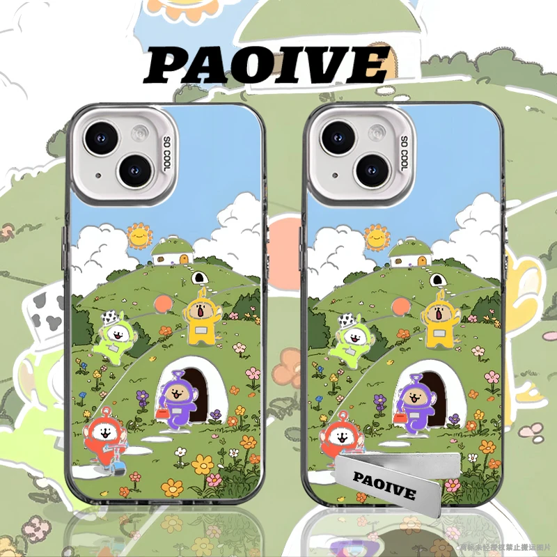 适用苹果华为vivo一加iPhone14小米三星花园宝宝防摔彩银手机壳