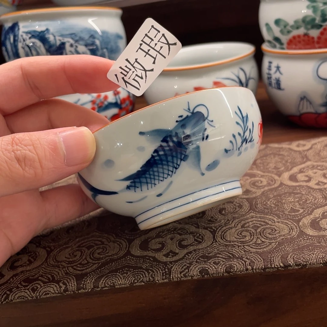 釉下手绘茶具微瑕