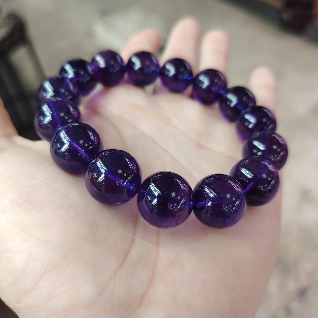 天然紫水晶手串紫晶直播间男女同款水晶时尚天然乌拉圭紫水晶手链