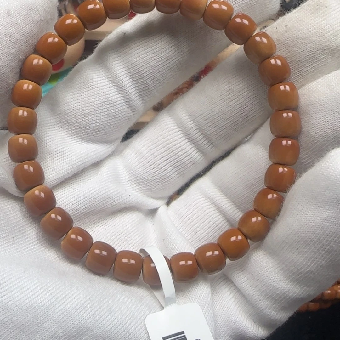 橄榄核手串老挝单圈极限弧三花无白7.3mm