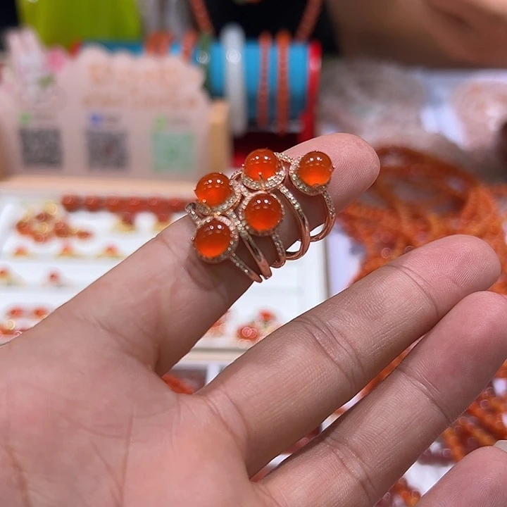 银S925镶嵌南红玛瑙戒指多样性发货拍一发一