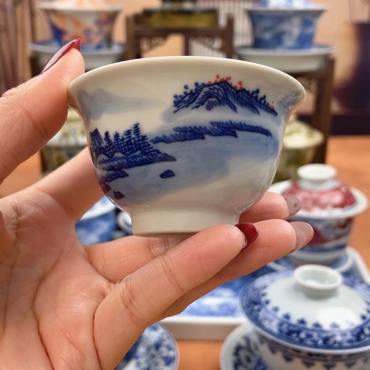 摆件手绘山水压手杯