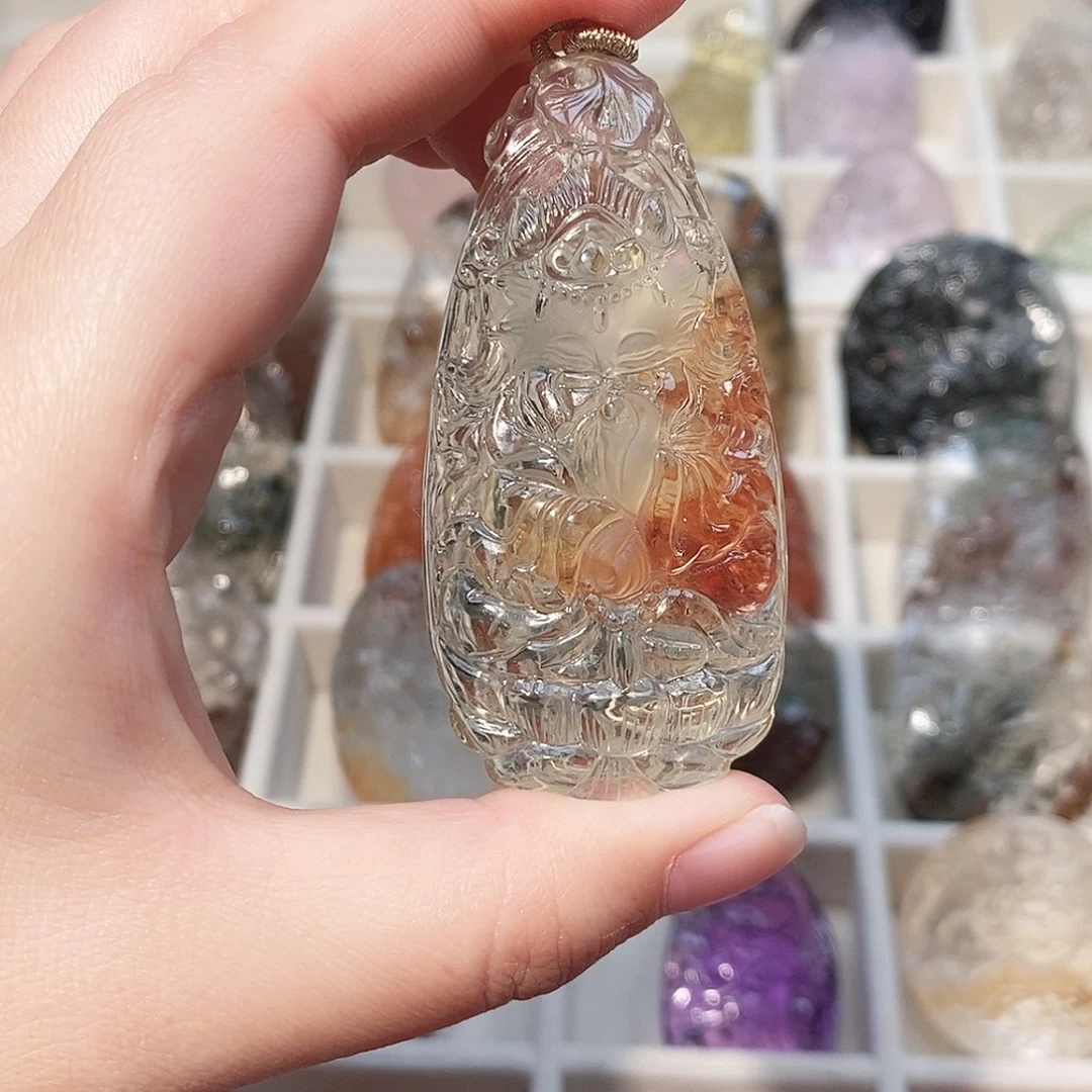 水晶颈饰未镶嵌黄水红胶花