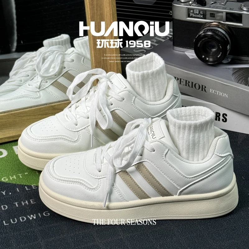 HUANQIU/环球厚底增高德训鞋女2025新款潮流百搭女鞋小众休闲板鞋