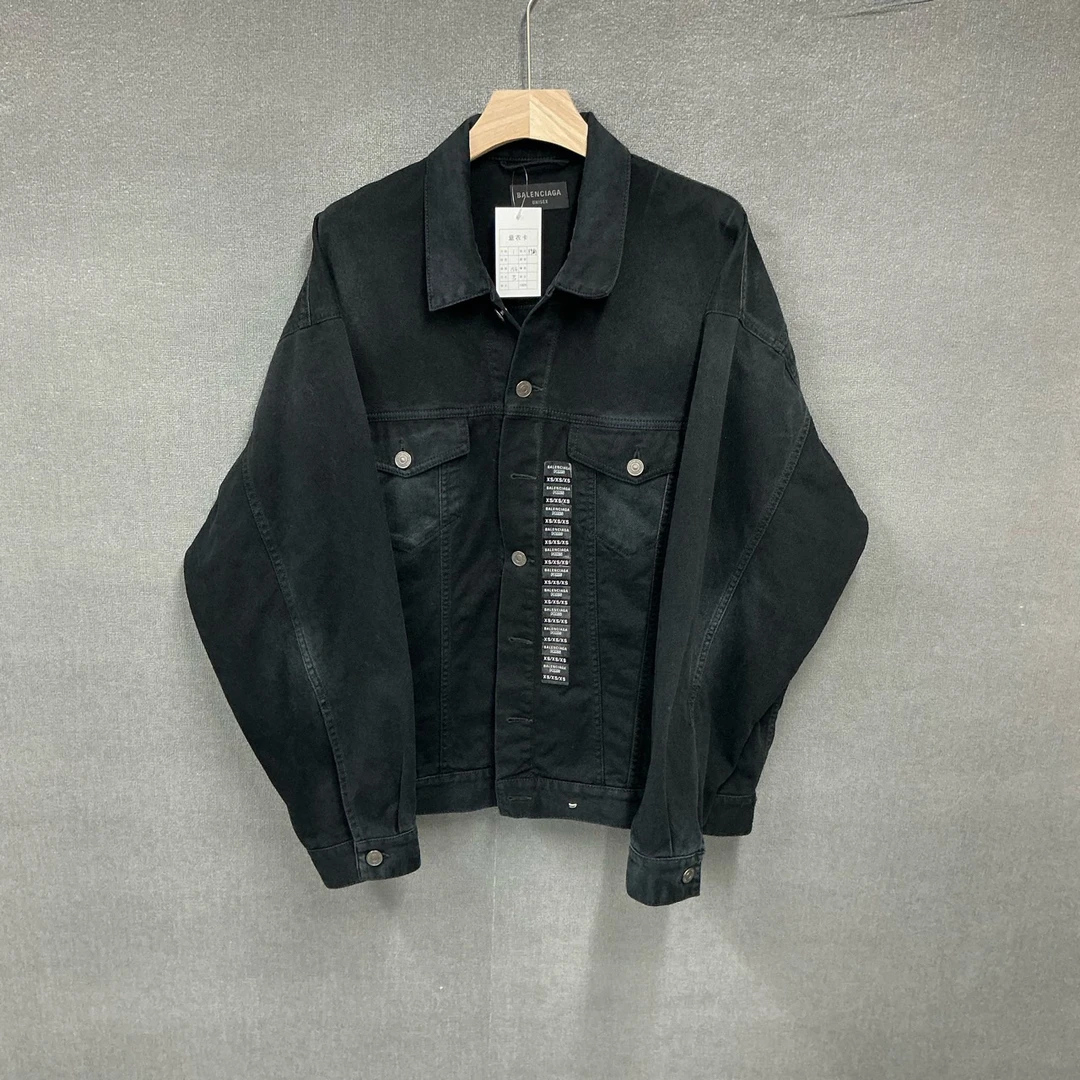 99新 Balenciaga/巴黎世家 标签字母水洗做旧牛仔外套1码/8227
