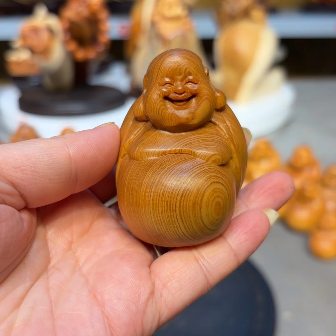 慧***华木太崖柏弥勒佛摆件