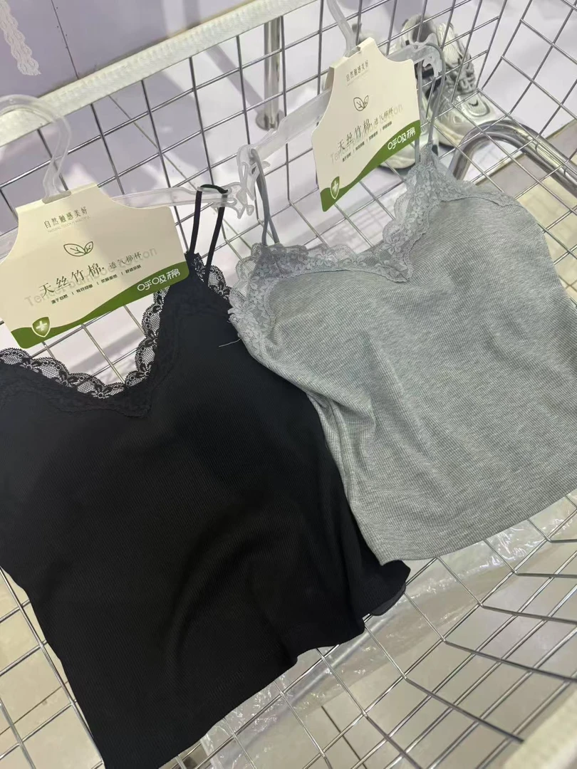 蕾丝吊带背心女带胸垫打底文胸一体美背内衣舒适舒适