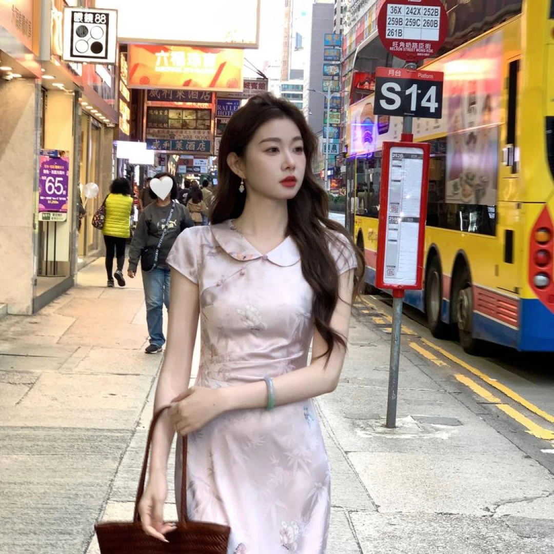 EIA一尧新中式国风【一梦江南】温婉少女气质提花旗袍连衣裙娃娃领
