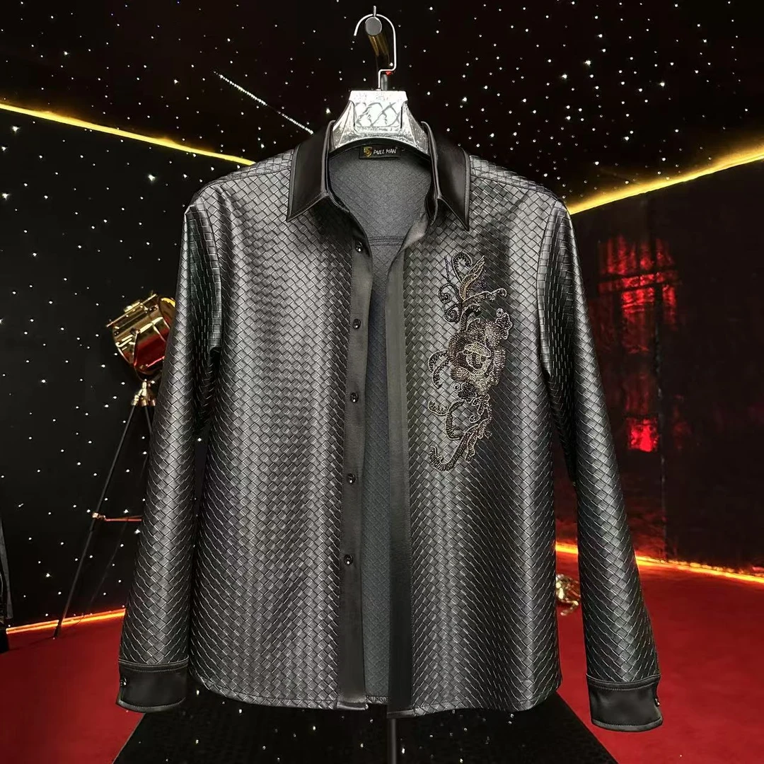 【设计】编织菱格纹 春季新款轻奢衬衣夹克外套男士