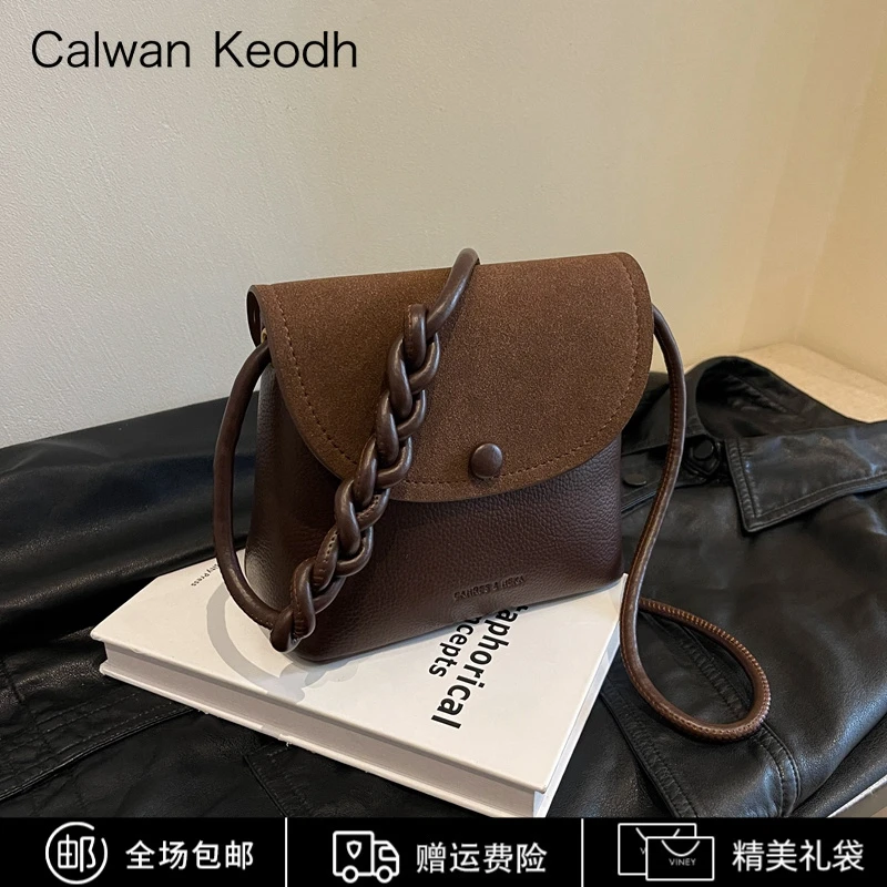 Calwan Keodh真皮包包女包复古高颜值斜挎包生日元旦礼物送女生