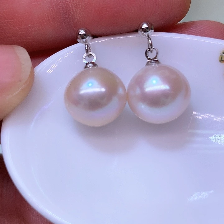 银S925镶嵌耳饰淡水珍珠