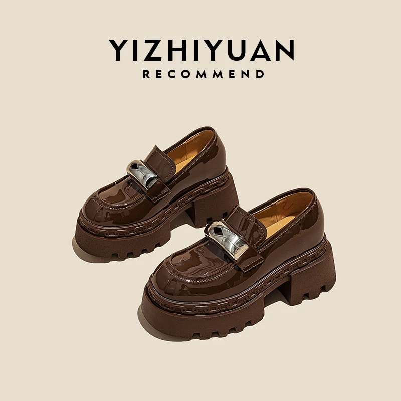 增高9CM2024秋季新款女鞋时尚百搭厚底小个子休闲乐福鞋817-11