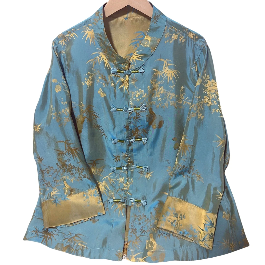 【眠竹】新中式熊猫抱竹刻花双面穿透气高级感百搭不出错上衣外套女