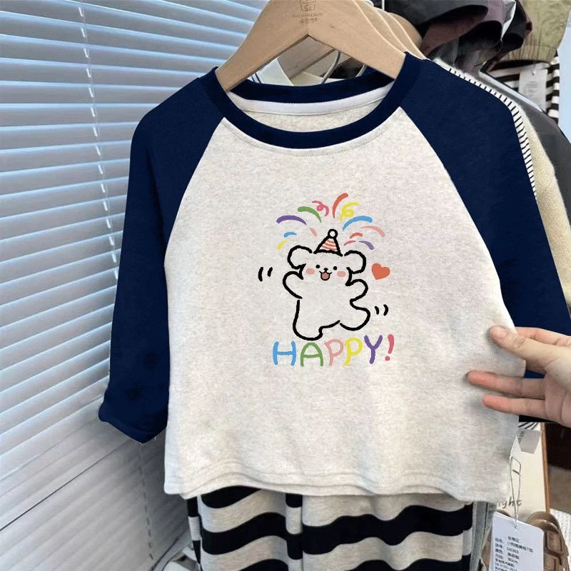 纯棉儿童长袖t恤春秋装男童女童卡通新款打底衫宝宝休闲韩版上衣t