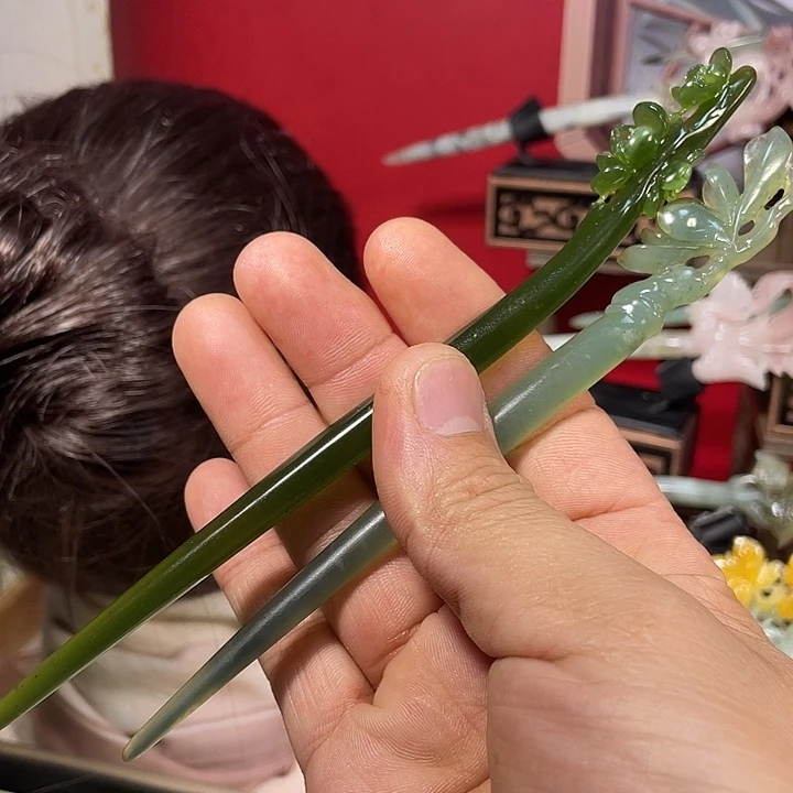 岫玉玉雕发簪未镶嵌