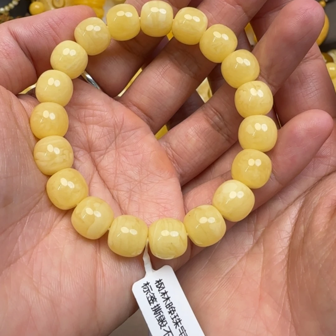水***色蜜蜡未镶嵌毛衣链天然蜜蜡