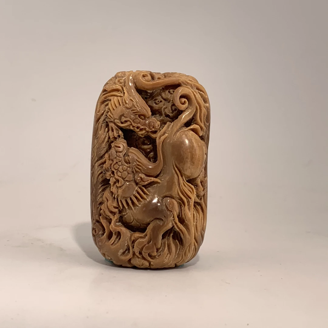 猛犸牙雕冰咖料貔貅牌62*38*18mm吊坠假一罚四X661