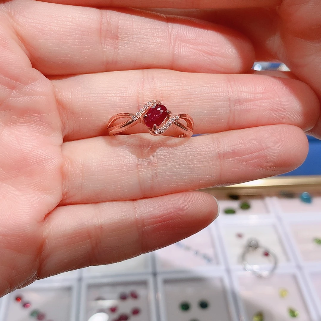 银S925镶嵌戒指红宝石