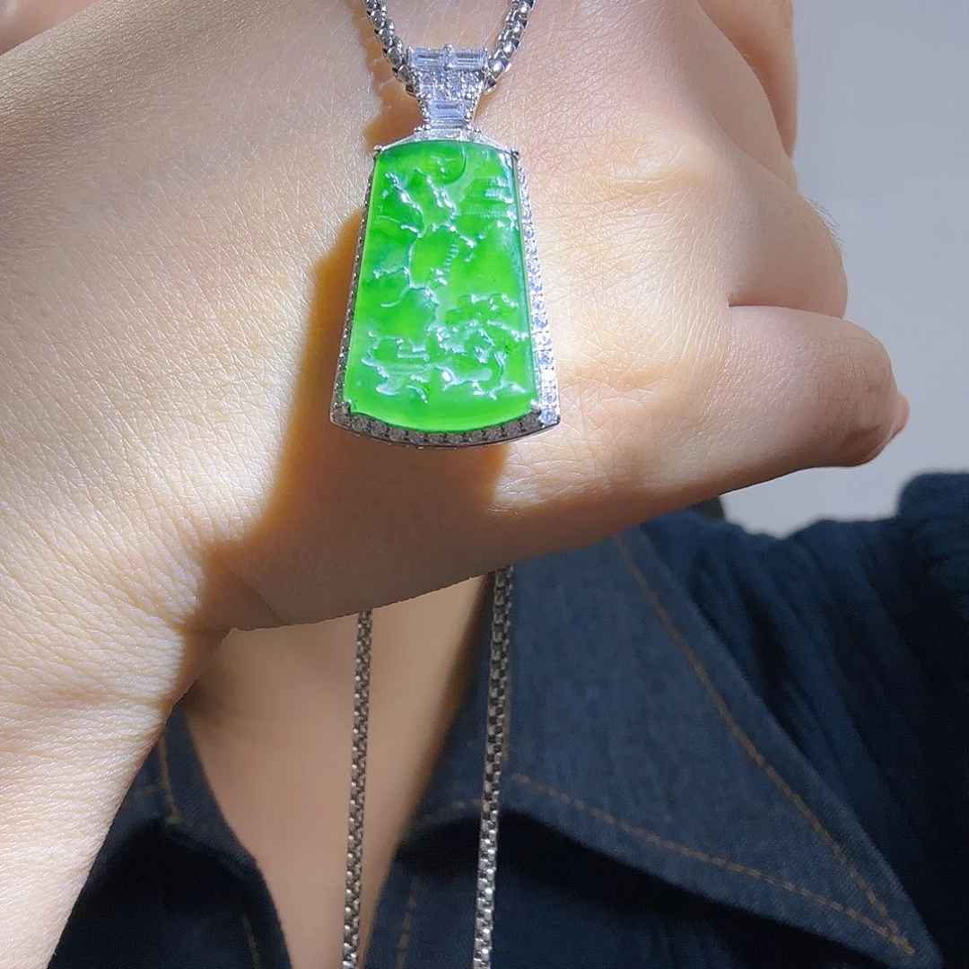 翡翠银S925镶嵌吊坠(不含链)