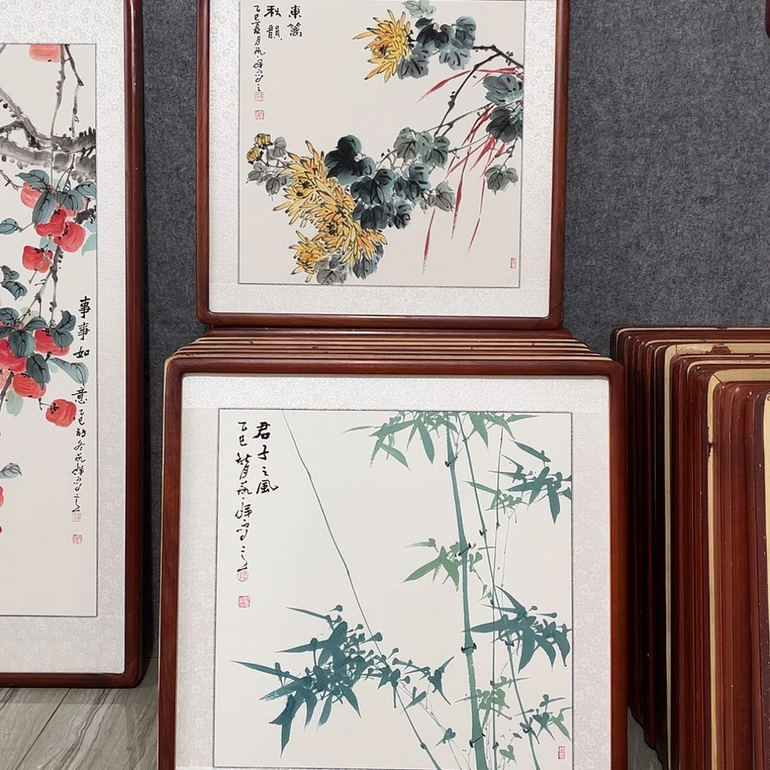 国画书画作品带框63×63