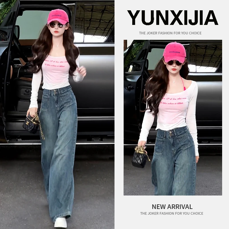 2025夏季新款爆款小个子辣妹时尚气质百搭上衣吊带牛仔裤三件套