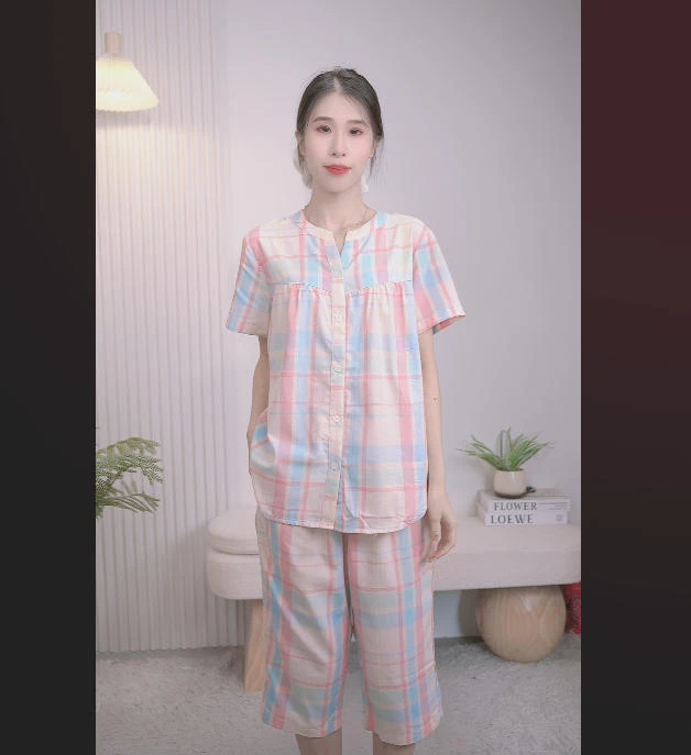 短袖七分裤睡衣女款2025新款夏季纯棉夏款家居服