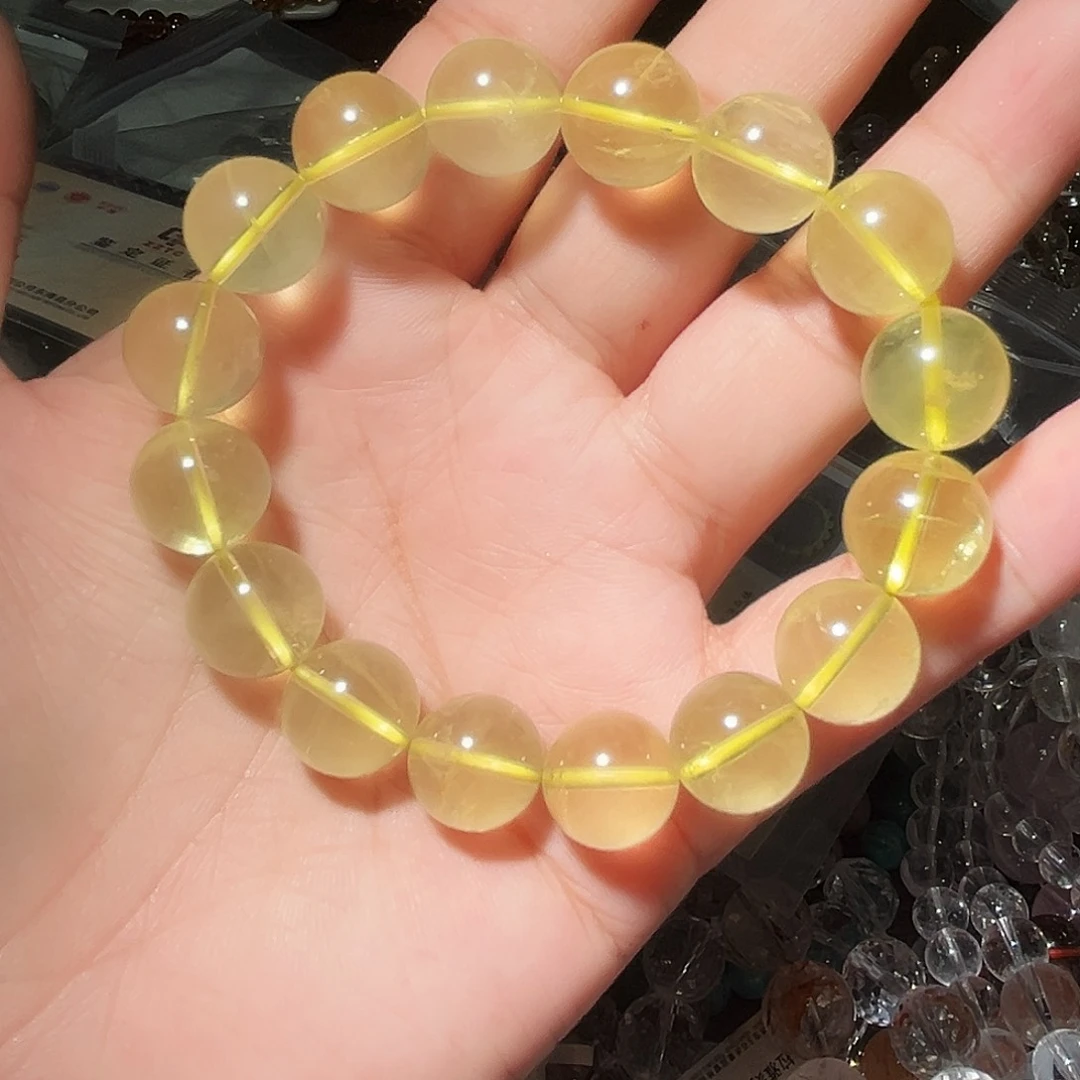 水晶手链未镶嵌柠檬黄13毫米水晶