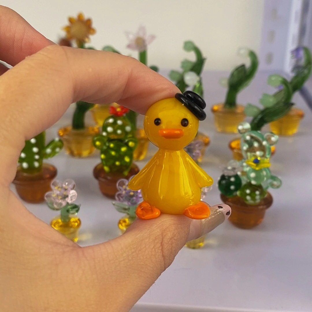手工艺品琉璃鸡油黄小鸭