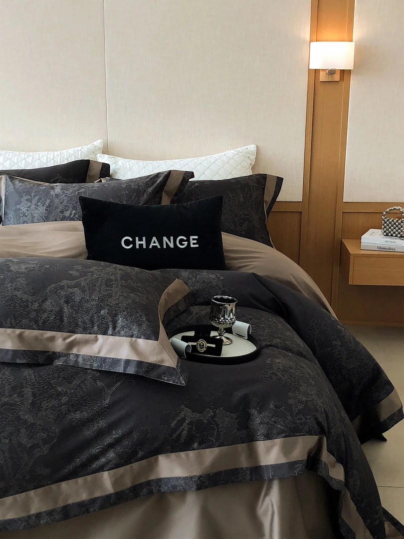 【林深-黑】100支全棉数码印花四件套轻奢复古风100支全棉四件套