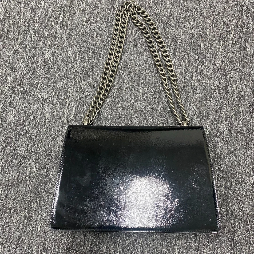 姝宴真皮女包半圆链条黑色