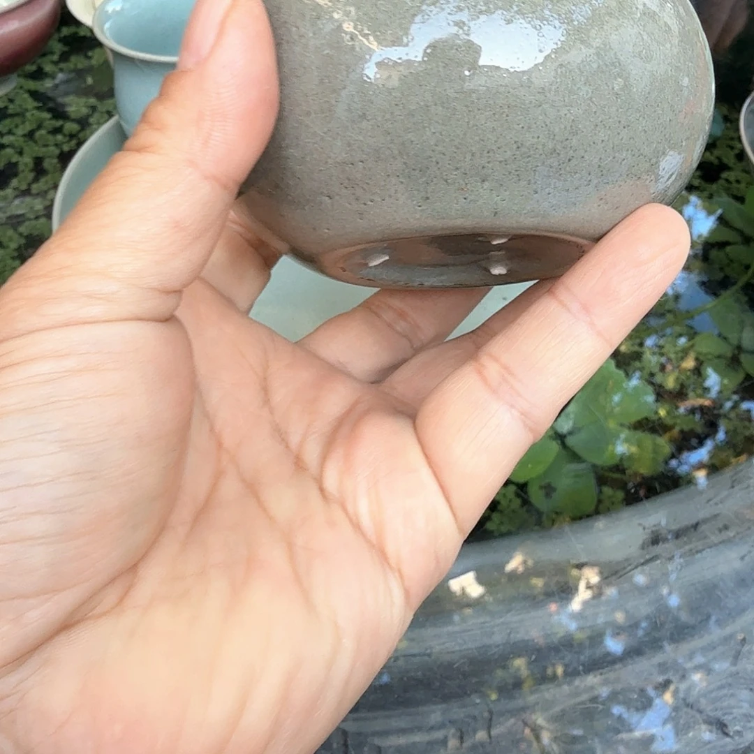 摆件柴烧汝窑瑕疵杯子