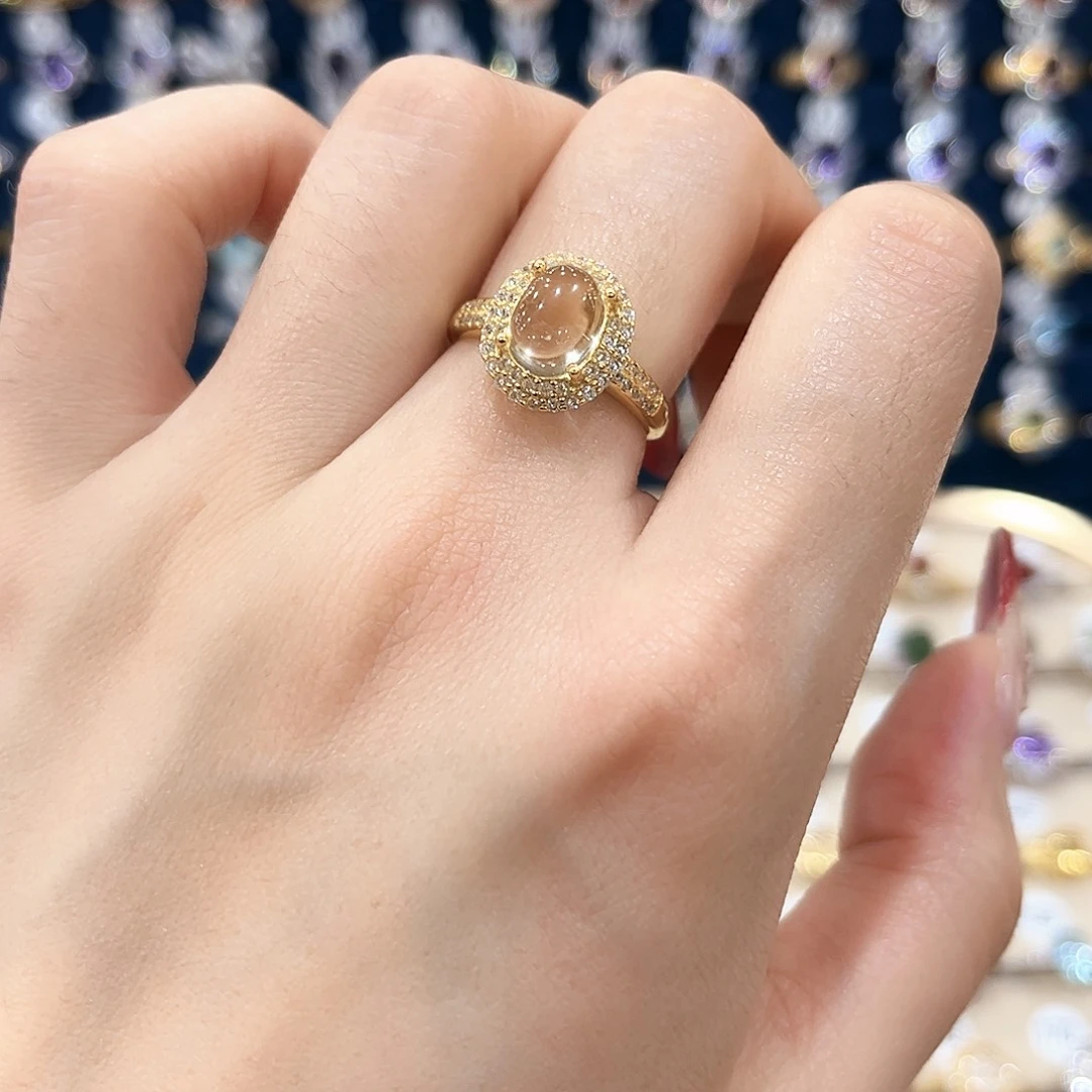 黄晶女款银S925镶嵌戒指