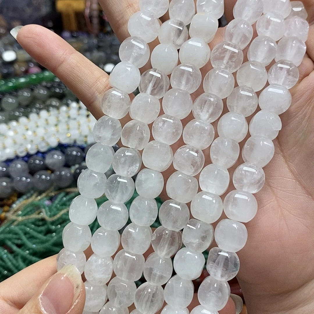 玛瑙/玉髓未镶嵌珠宝半成品白水晶瓜珠一条卡11mm