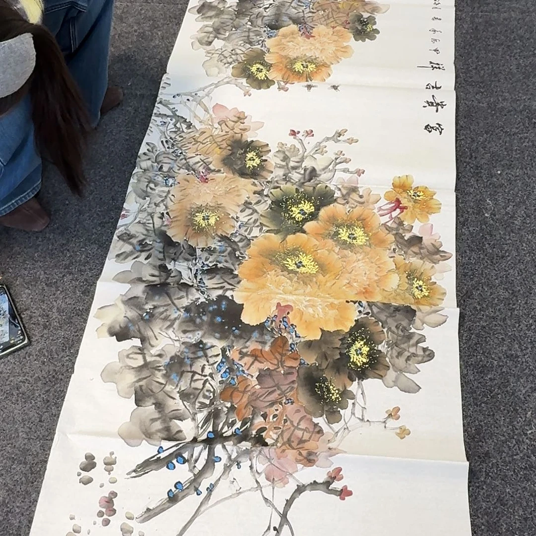 纯手绘国画作品好看小六尺