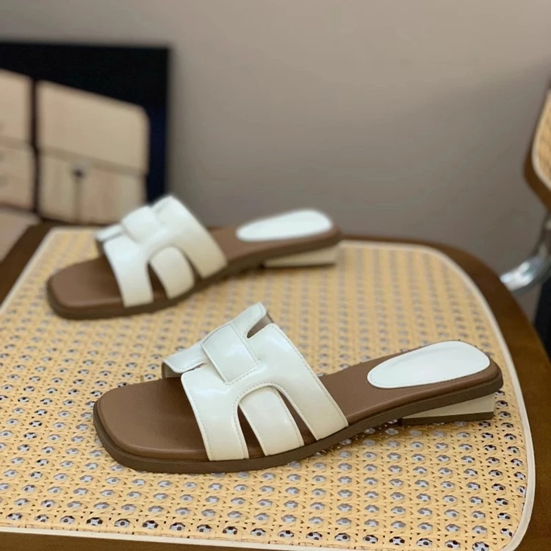 编织简约百搭一字拖女2025年夏季新款平底舒适露趾外穿时尚凉拖鞋