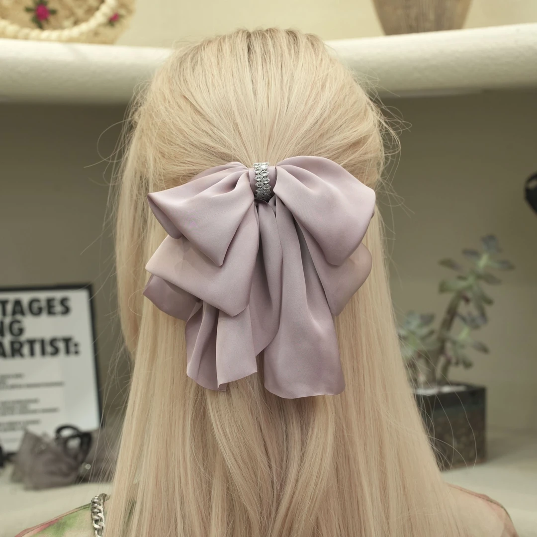 【精品60】清货 香芋紫长飘带马尾夹